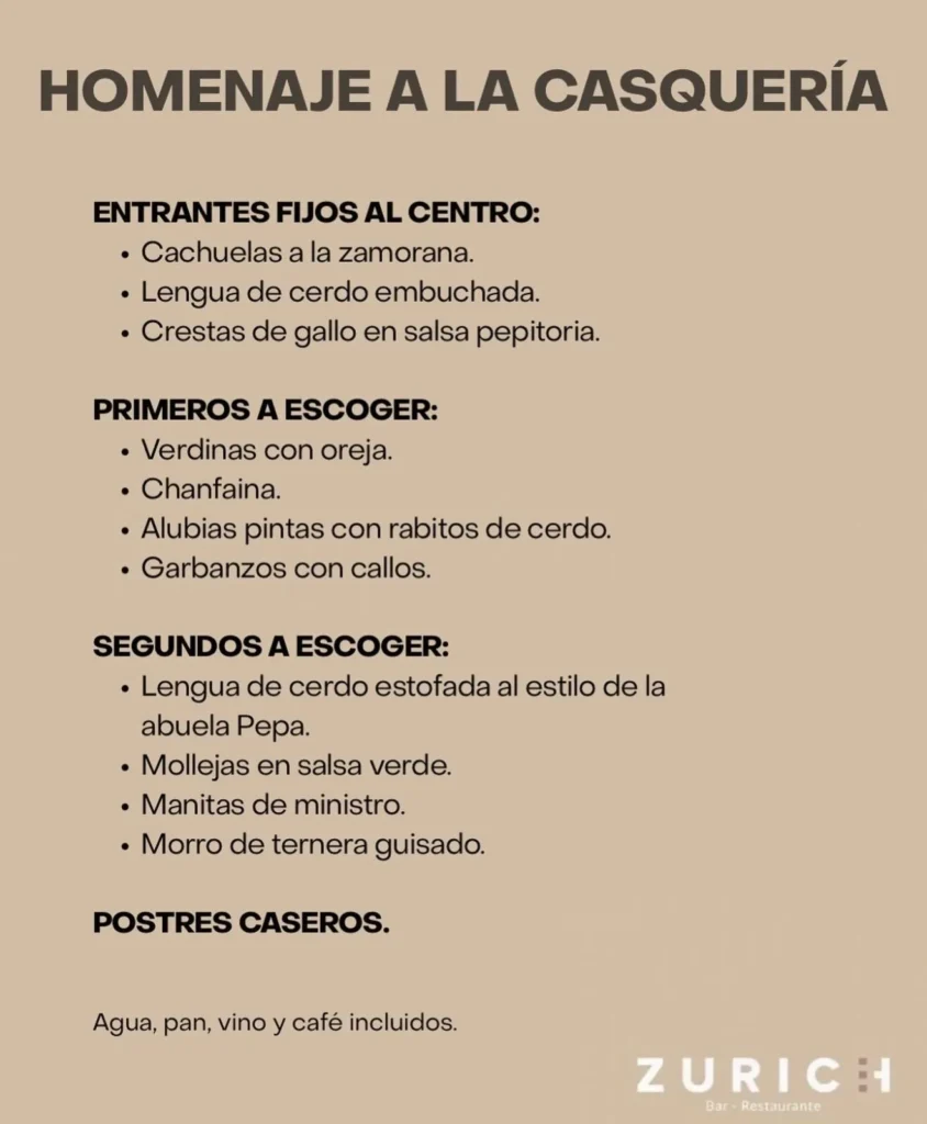 Casqueria | Restaurante Zurich